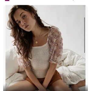 Free People Silverlake Picnic Puff Sleeve Top Medium